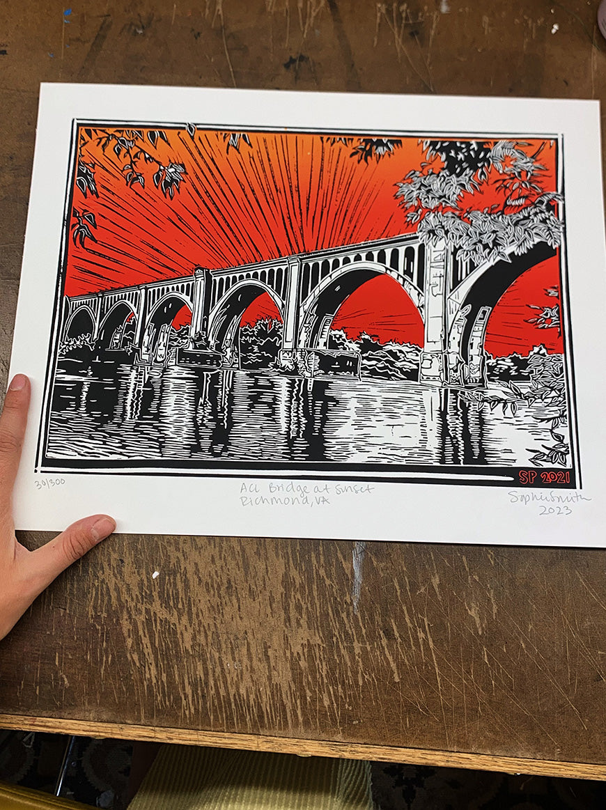 ACL Bridge at Sunset Screen Print
