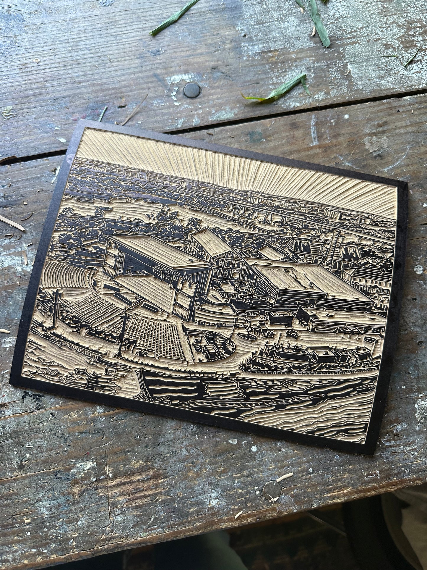 Allianz Amphitheater Linocut Print
