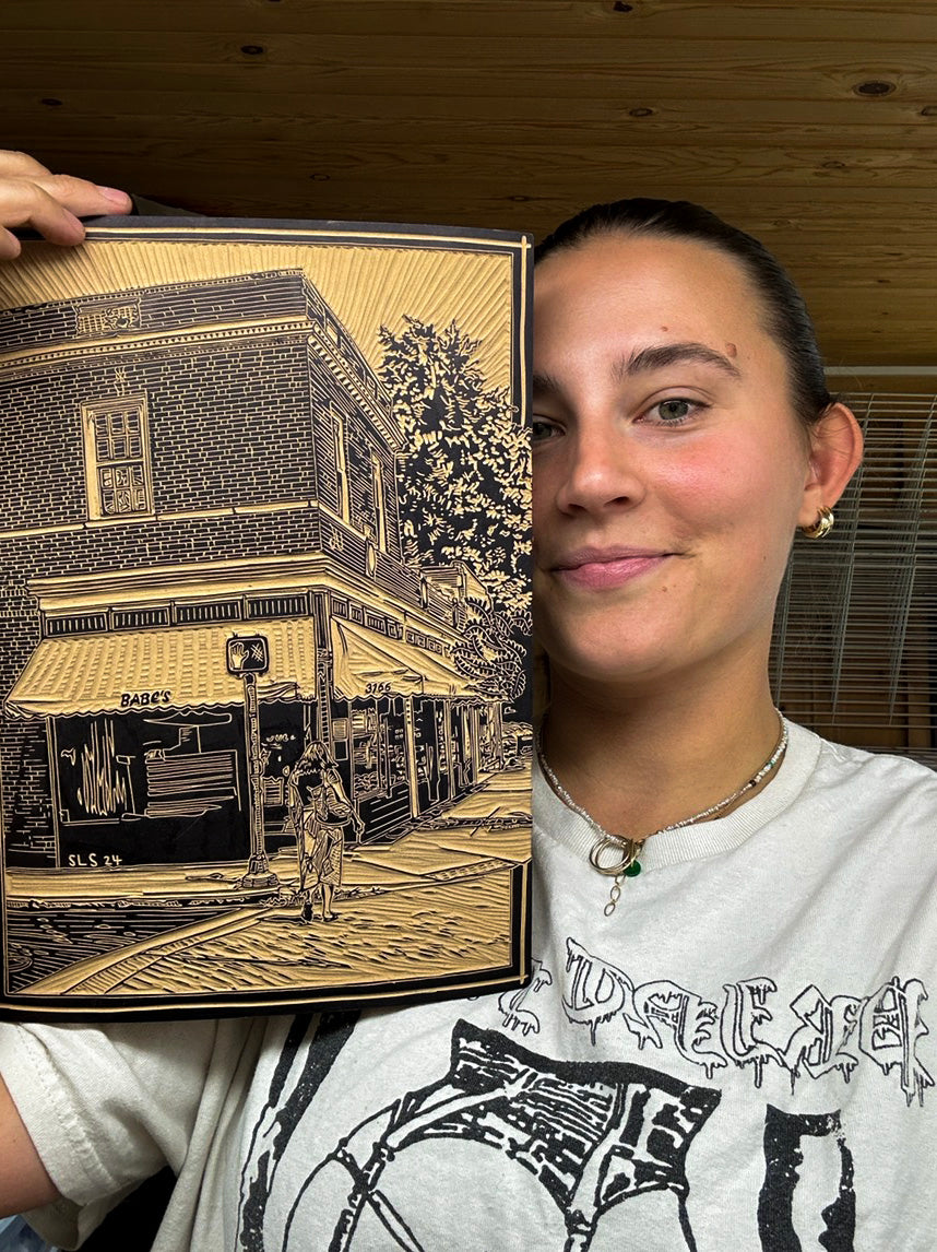 Babes Of Carytown Linocut Print