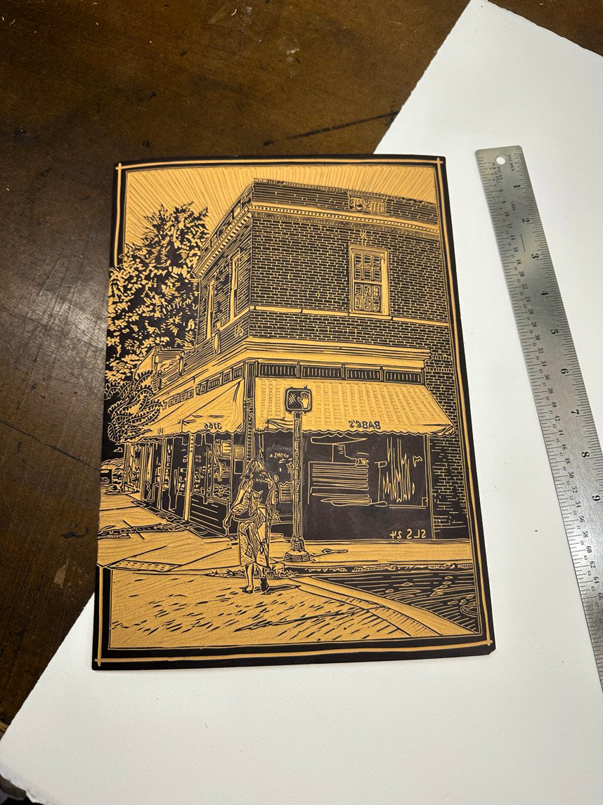 Babes Of Carytown Linocut Print