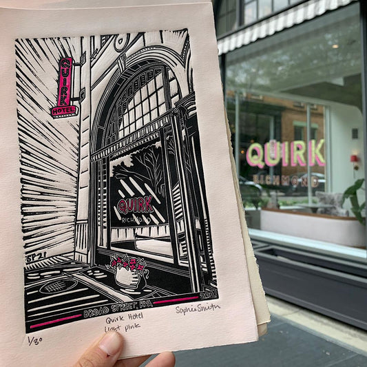 Quirk Hotel Linocut Print