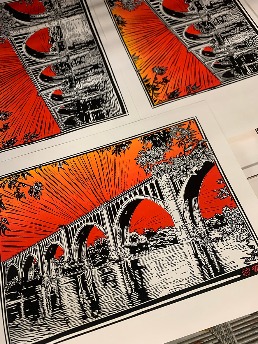 ACL Bridge at Sunset Screen Print