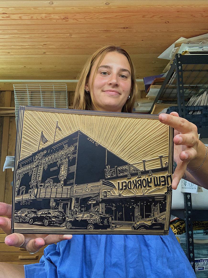 Carytown Linocut Print