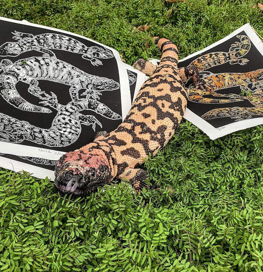 Gila Monster Linocut Print