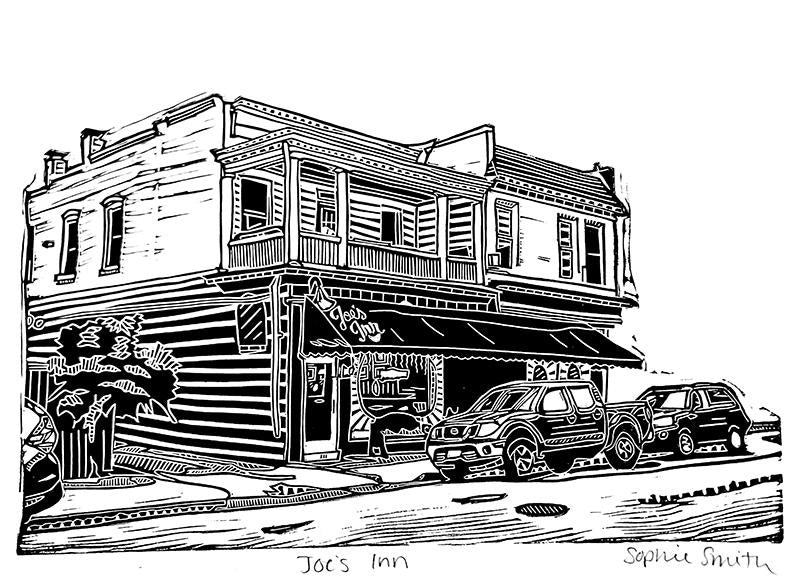 Joe's Inn Linocut Print