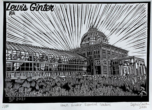 Lewis Ginter Botanical Gardens Linocut Print