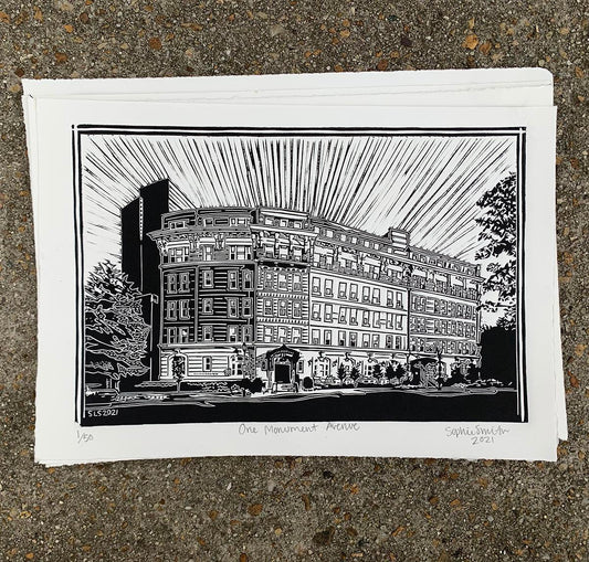 One Monument Avenue Linocut Print