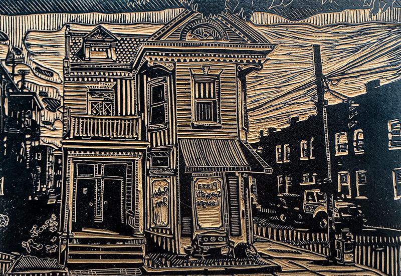 The Robin Inn Linocut Print