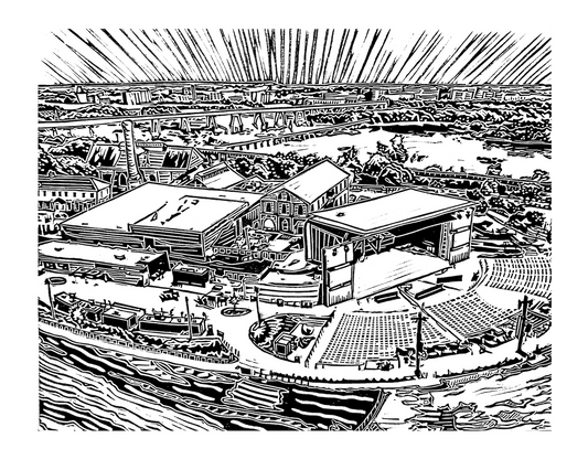 Allianz Amphitheater Linocut Print