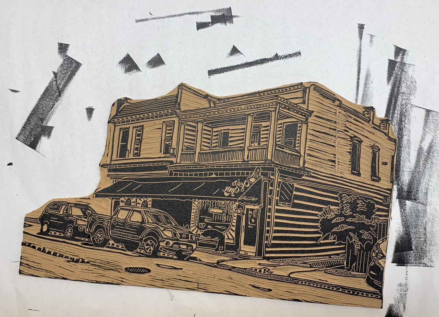 Joe's Inn Linocut Print