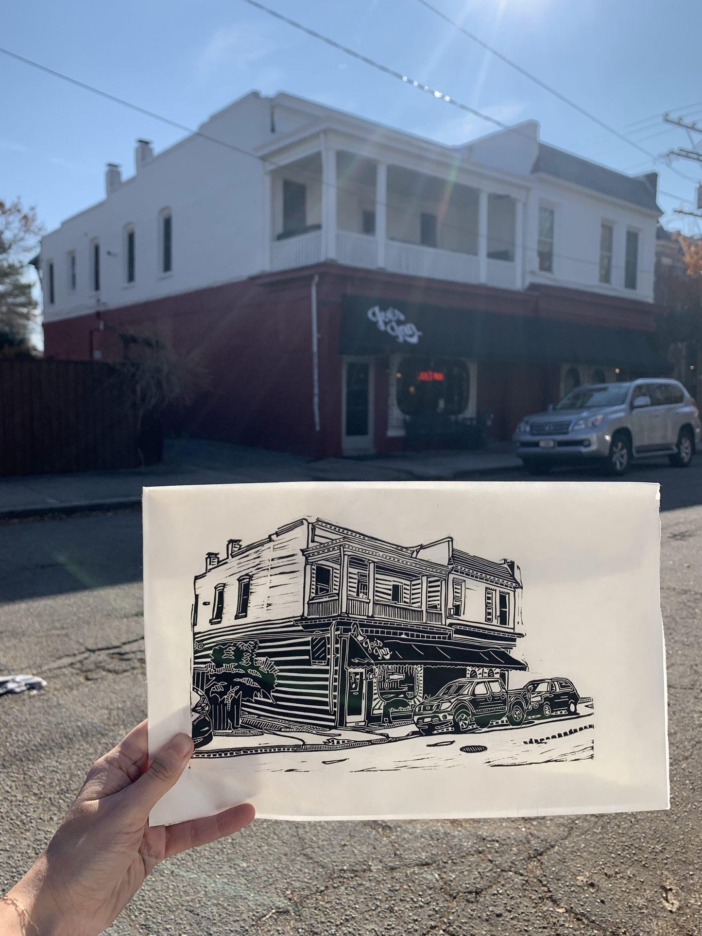 Joe's Inn Linocut Print